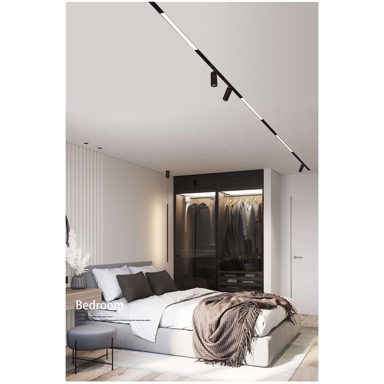 LED Magnetic Track Light Dimmable Recessed Rails System Black Lighting ...