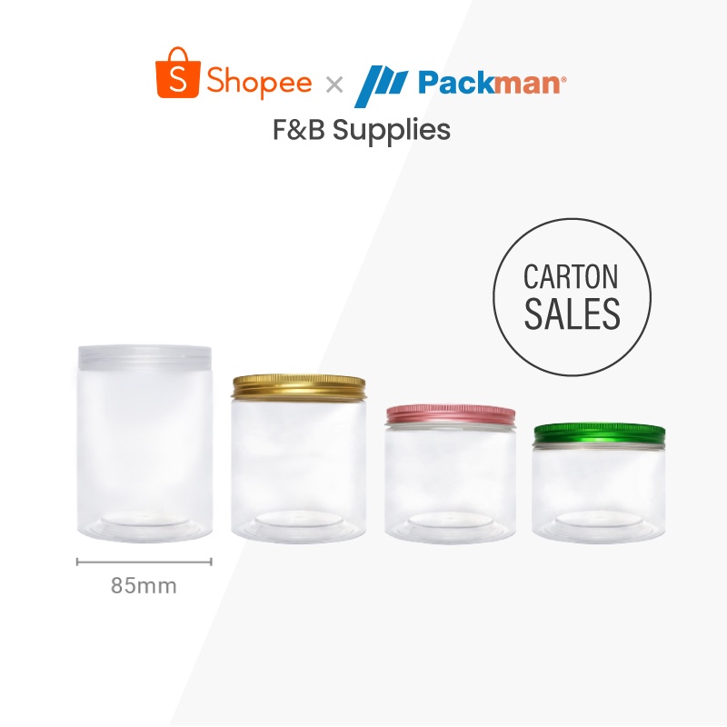 [CARTON SALE] 8.5cm Diameter Cookies Container Jar┃Plastic Disposable ...