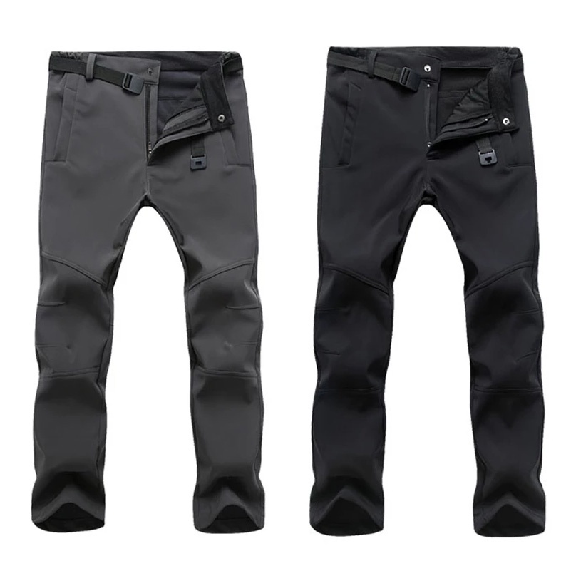 Men Fleece Pants with Belt Winter Autumn Waterproof Warm Windproof Pant ...