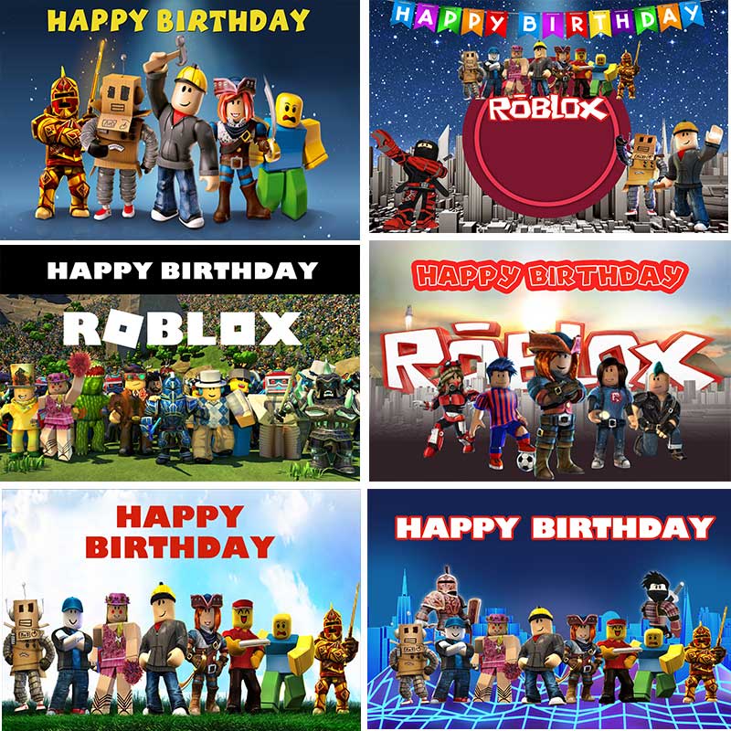 Roblox Boy Birthday Backdrop Photography Baby Shower Kids Children Red
