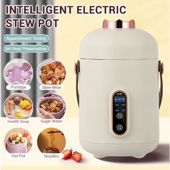 500W Electric Stew Pot Slow Cooker Tea Maker Portable Hot Pot Prridge Soup  Maker with Appointment