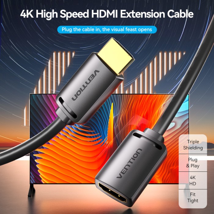 Vention Kabel Hdmi Extension Perpanjangan 4k 2k 1080P - Gambar 2