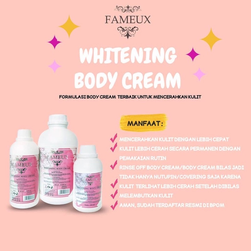 PUTIH Ready FAMEUX WHETENING BODY CREAM BLEACHING Fast White Contents