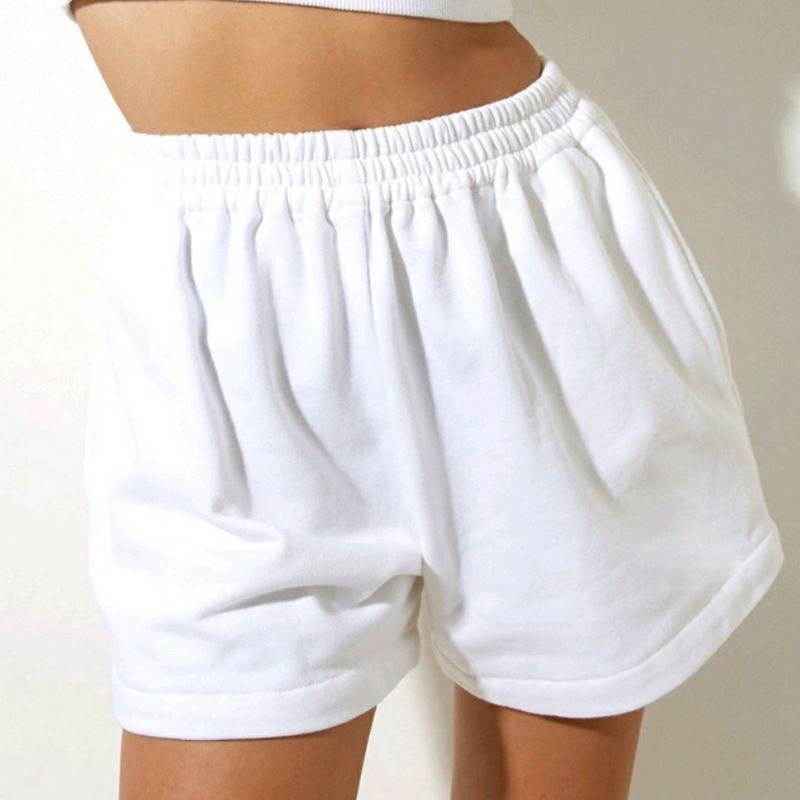 White 2025 elastic shorts