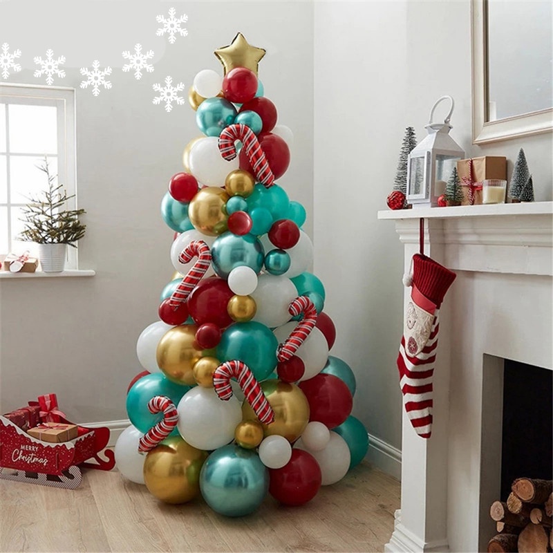 Christmas Latex Balloon red Golden Green Balloons Air Christmas Tree ...