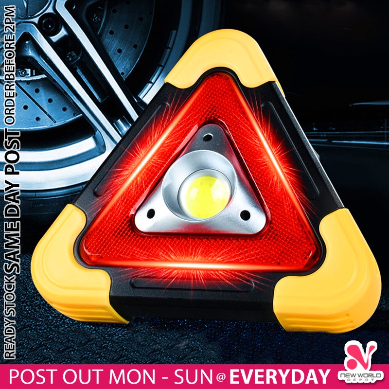5 MODES 》Solar Rechargeable Triangle LED Emergency Light Car Breakdown
