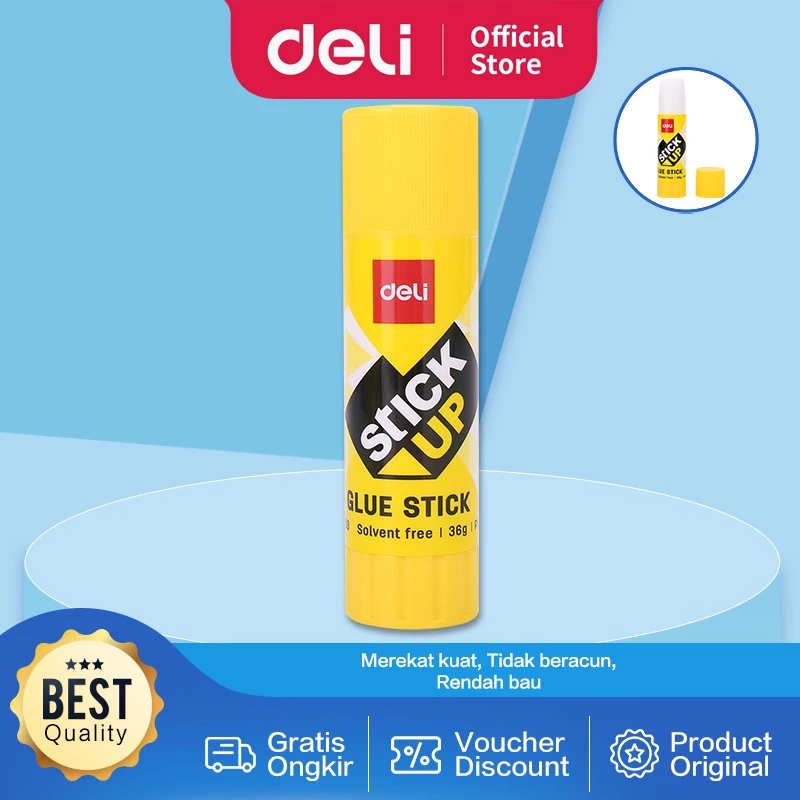 Deli Lem Stick Super Kuat PVP, Cepat Kering, Tidak Beracun, Dapat Dicuci - Gambar 2