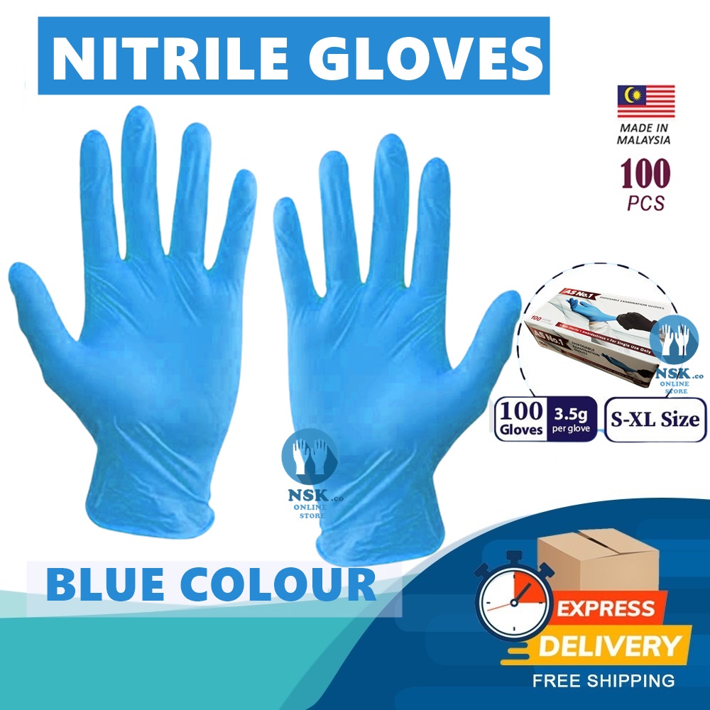 Sarung Tangan Buy Powder Free Gloves Blue Colour] Nitrile Powder - Main Image