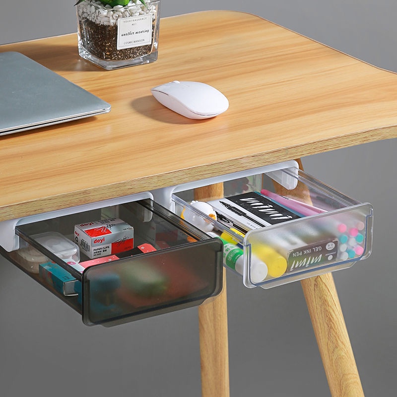under-Desk Drawer Storage Box Invisible Drawer Box Desk Desk Bottom ...
