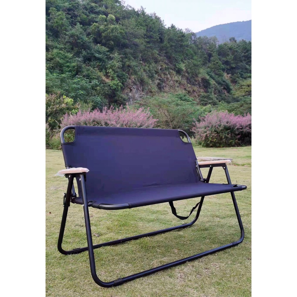 [ Available ] 2 Seater Camping Folding Chair Backrest Armchair