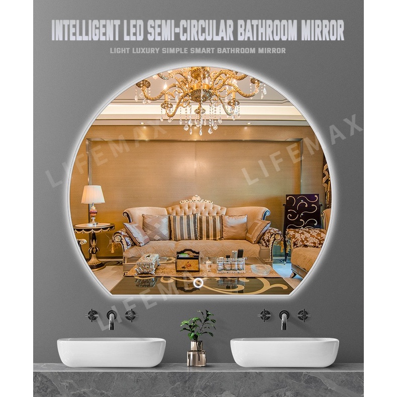 [SG]Smart mirror wall-hanging creative semicircular mirror bathroom ...