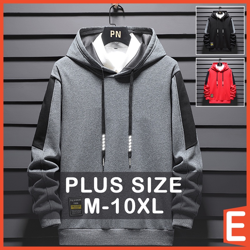 M 10XL Hoodie Plus Size Men Oversized Korean Style Long Sleeve Reflective Drawstring Black Grey Red Cotton Hoodies Man Casual Sport Hooded Pullover Sweatshirt Big Size Clothing Shopee Singapore