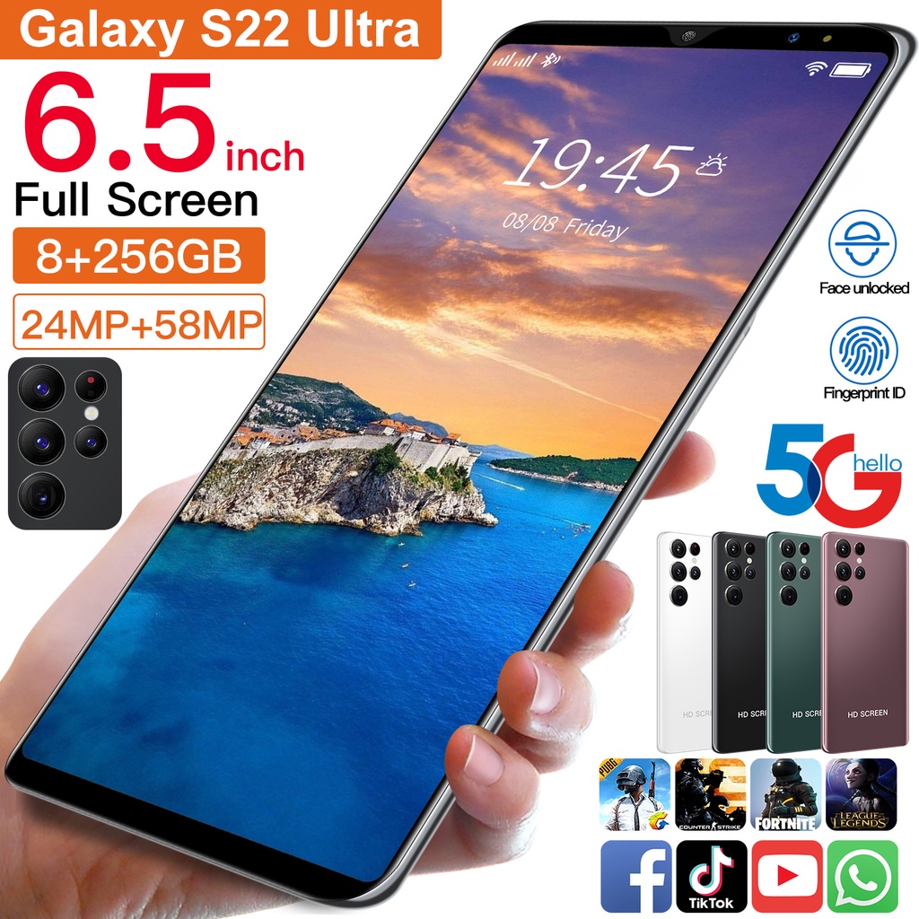 Galaxy S22 Ultra Smartphone 6.5inch Full Screen 8GB RAM 256GB ROM Dual