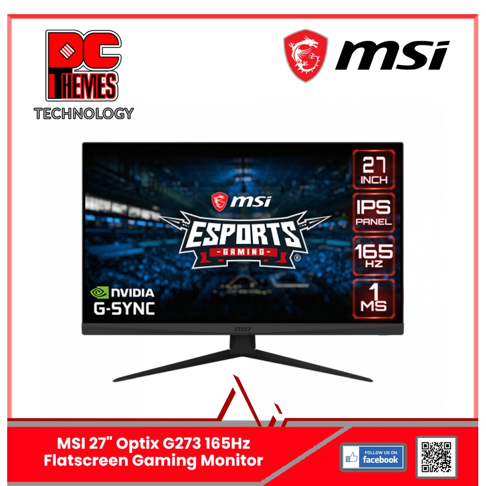 MSI 27" Optix G273 165Hz Flatscreen Gaming Monitor Shopee Singapore