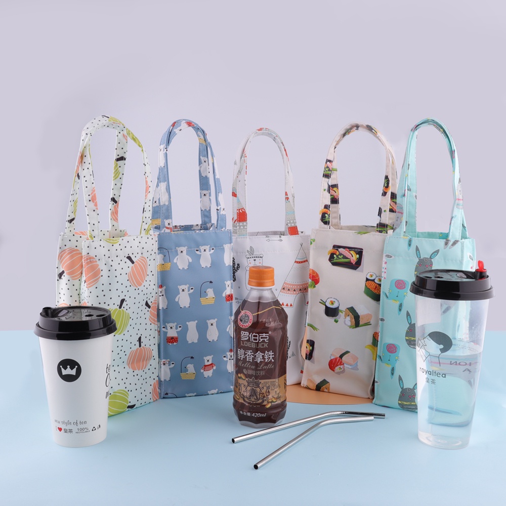 Water Bottle Storage Bag Canvas Portable Water Bottle Holder Cute Water
