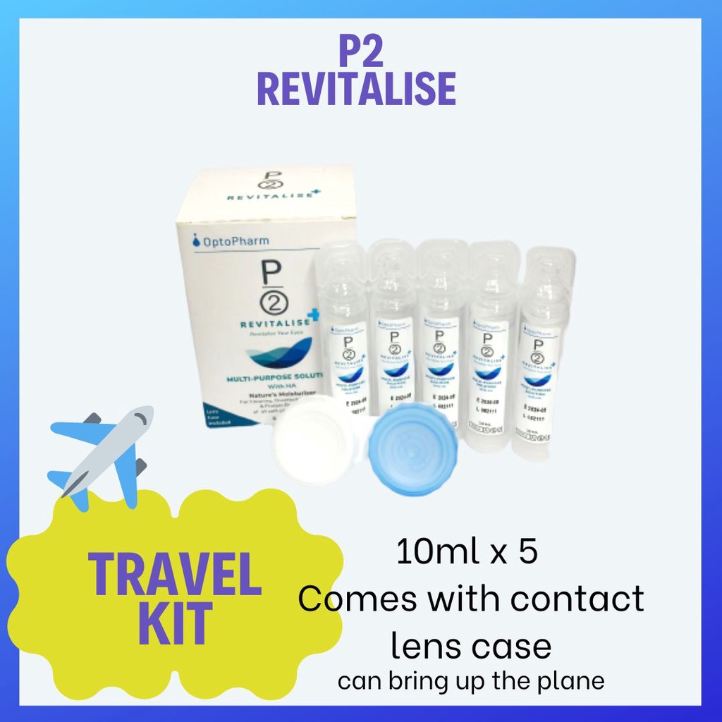 Contact Lens Solution Travel Kit. P2 Revitalise Lens Cleaning Multi