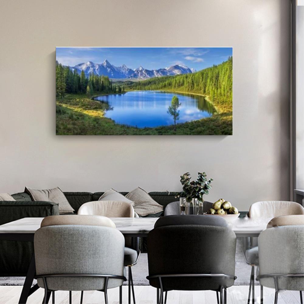 With Inner Wood Frame - Mountain Landscape Lake Trees Nature Canvas ...