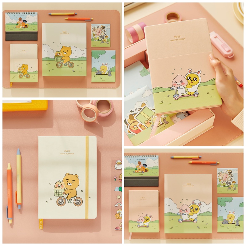 Kakao Friends 2023 Diary Planner Illustration Postcard Mini Calendar T Box Set Ryan 7566