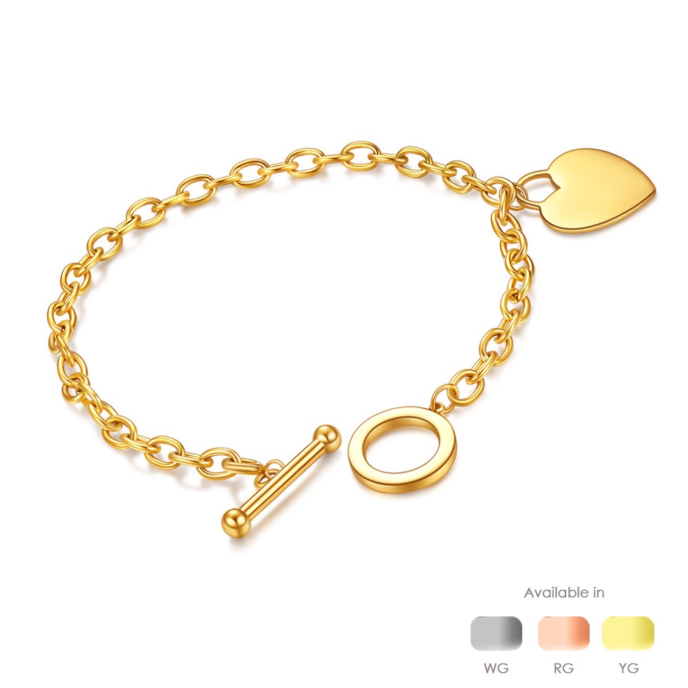 Chelsea Heart Chain Titanium Bracelet - Premium Japan Imported Titanium with 18K Gold plated