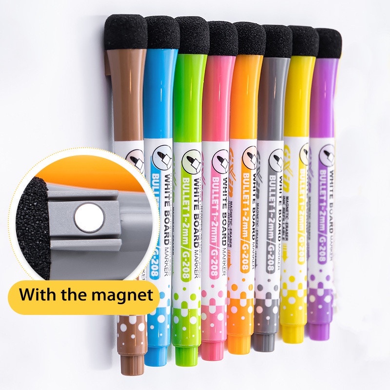 8pcs/set Erasable Magnetic Whiteboard Marker Pen with Eraser Marker Pen ...