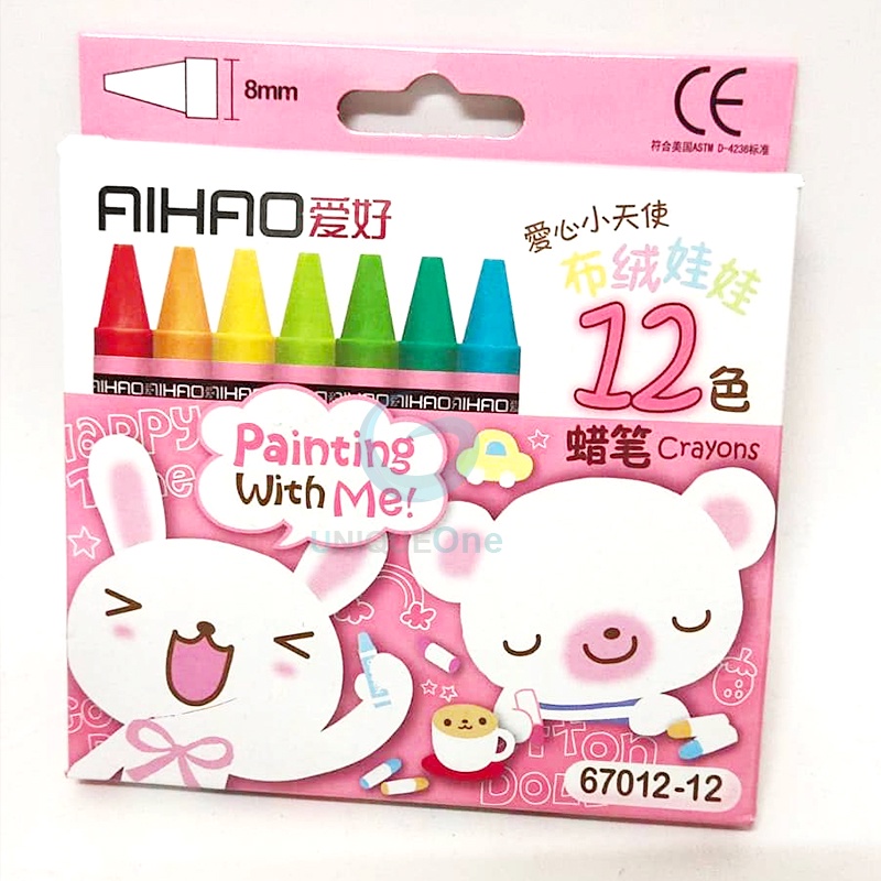 Crayons Creative Cartoon 12 Colors Drawing Non-Toxic Oil Pastels Kids ...
