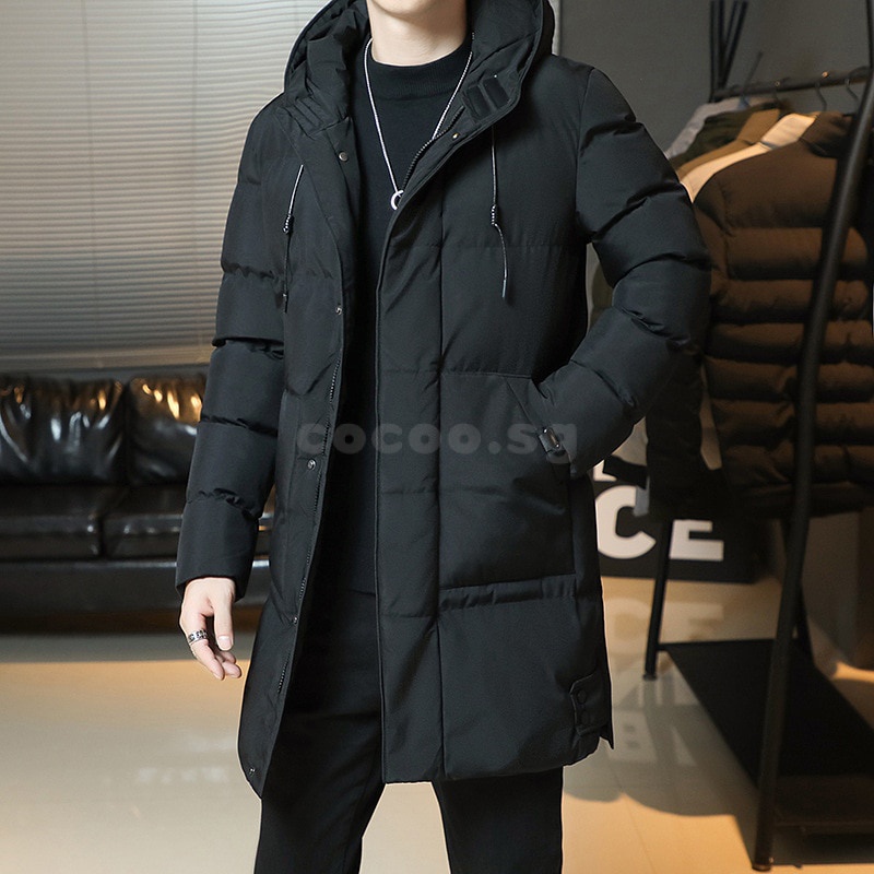 Plus Size 7XL Winter Jacket Men Mid-length Thickened Warm Hooded Padded ...