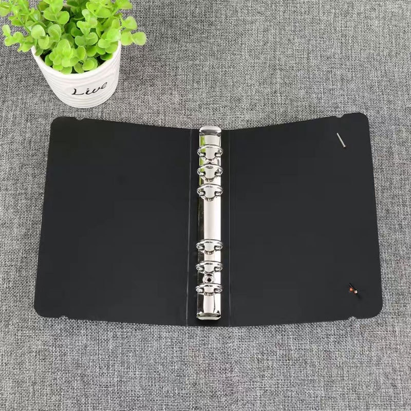 A5 Binder Black Loose Strap 6 Hole Loose Leaf Inner Core Notebook Cover