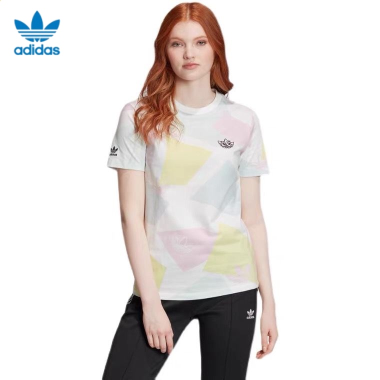 【Ready Stock】100%Authentic adida s Clover GraphicTee women's cartoon pattern sport short sleeve women Tops GK3674