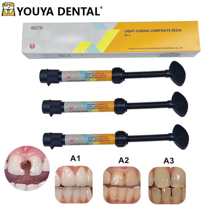 2.5g Dental Light Curing Composite Resin Teeth Filling Syringe A1 A2 A3