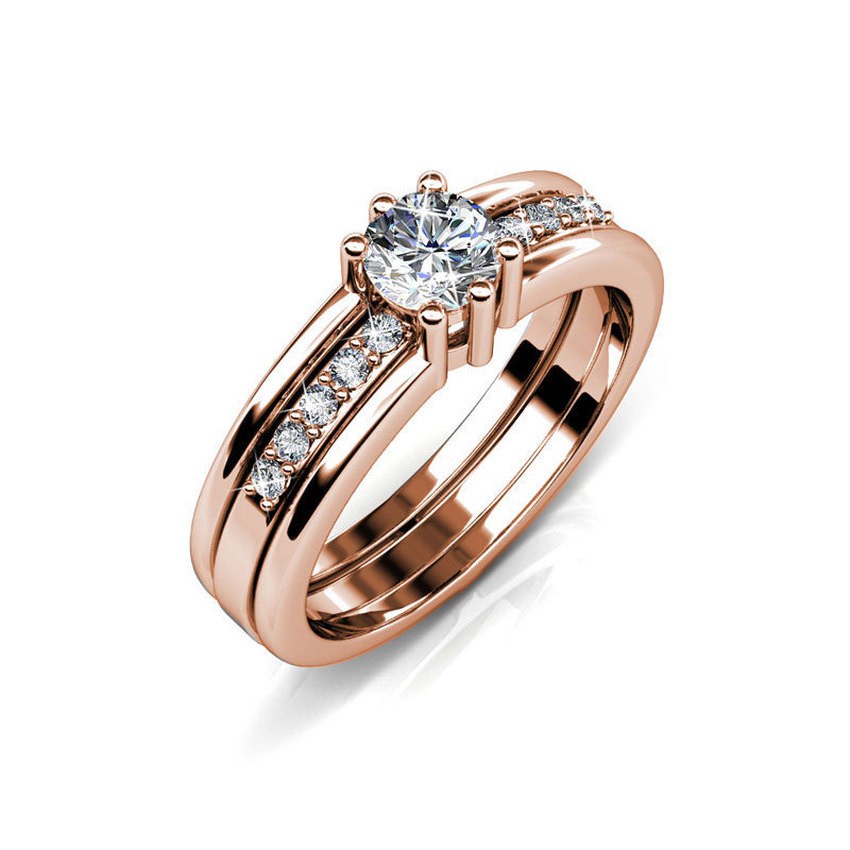 Double Ring Rose Gold - Made with Swarovski Crystals