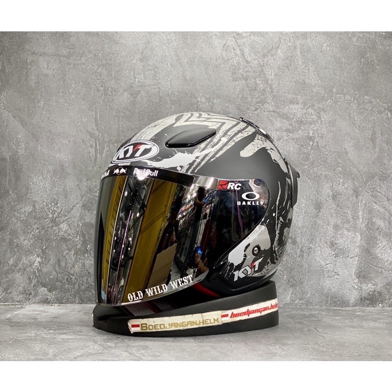 Kyt Helmet DJ MARU HALF FACE VENOM MOTIF BLACK MATT SILVER KYT HALF FACE KYT SINGLE VISOR