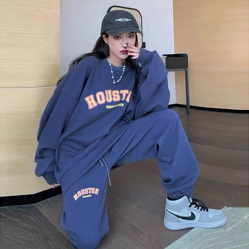 Leisure Fashion Sports Suit Women 2022 New Loose Foreign Style Vests Pants Two-piece Set Woman