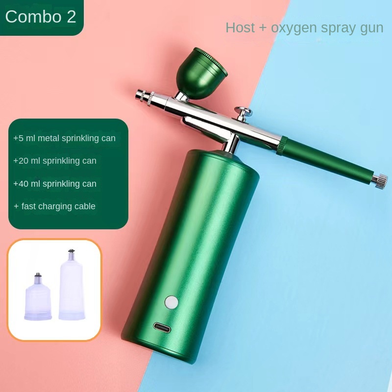 Green Portable Oxygen Infusion Airbrush - Facial Mist Sprayer for Hydration & Skincare main image 0