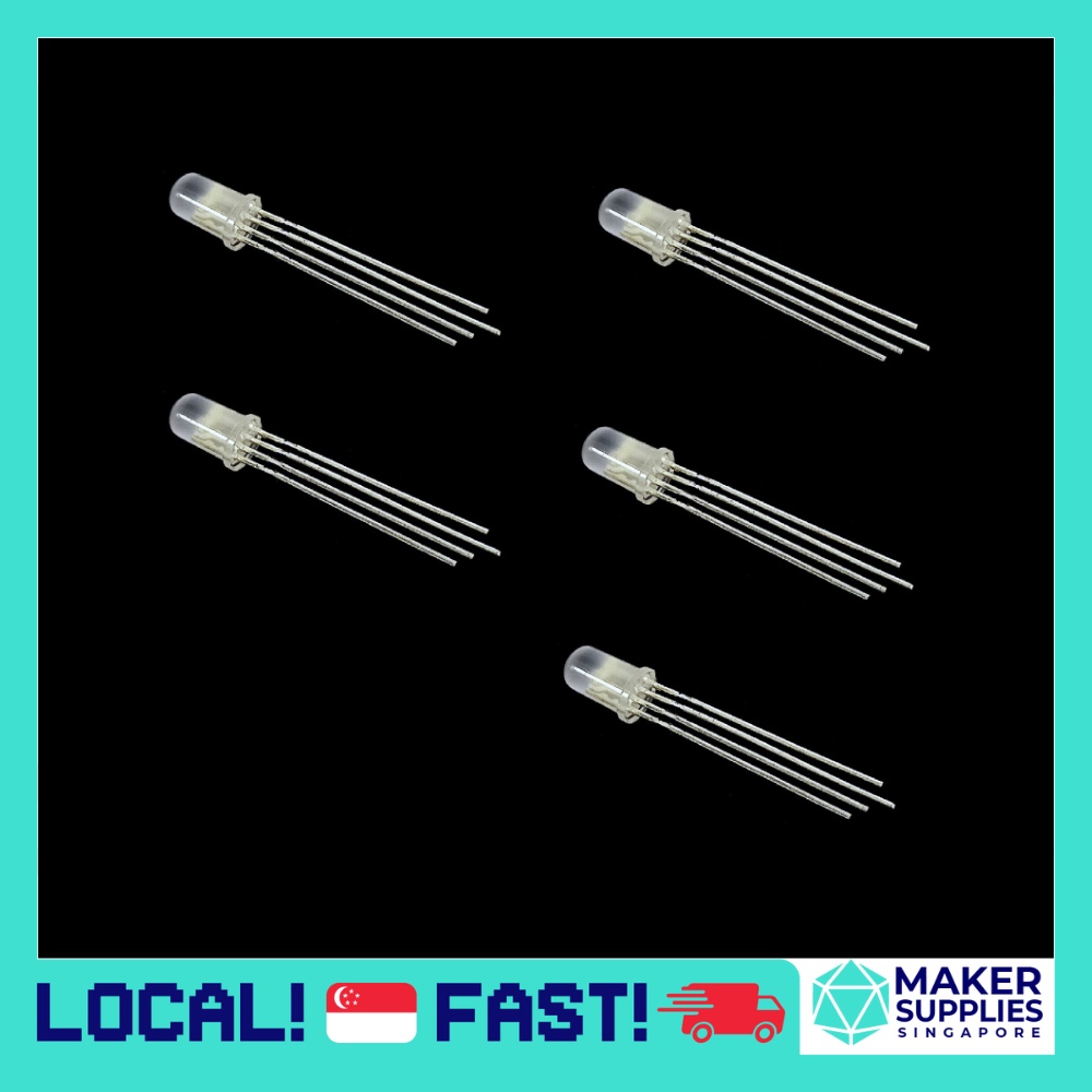 5pcs 5mm 4-pin Diffused RGB LED Common Anode (Set of 5 pieces) Light ...