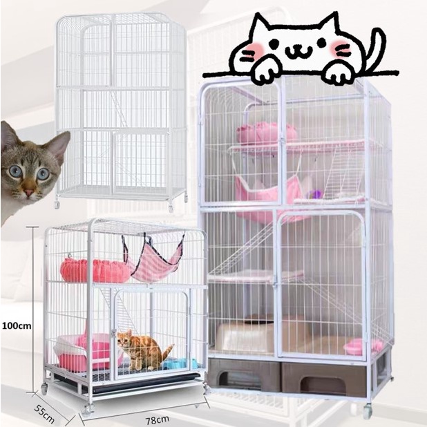 *SG INSTOCKS* Metal Big Cat Cage White Simple Large Kitten Adult Cat