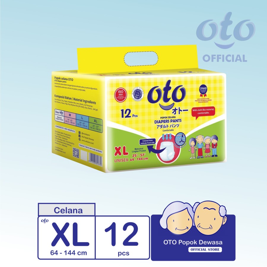 Oto Diapers Pants Popok Dewasa Model Celana Xl Isi 12