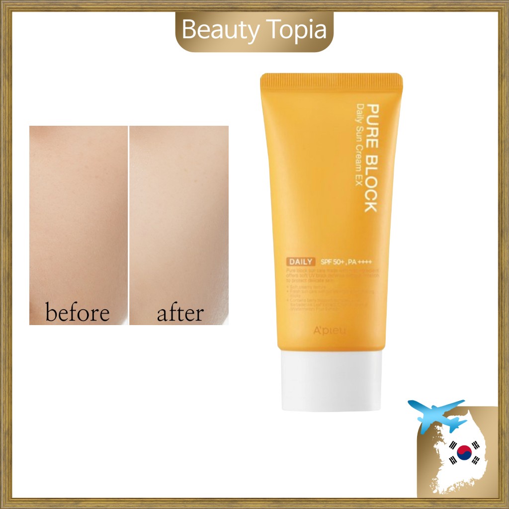 APIEU Pure Block Natural Daily Sun Cream EX SPF50 PA++++ 50ml or 100ml ...