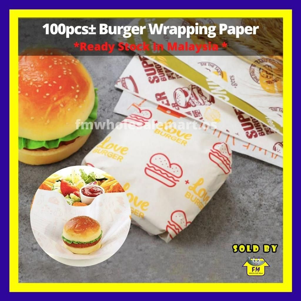100pcs± Food Grade Wax Grease Paper Food Wrappers Bread Sandwich Burger ...