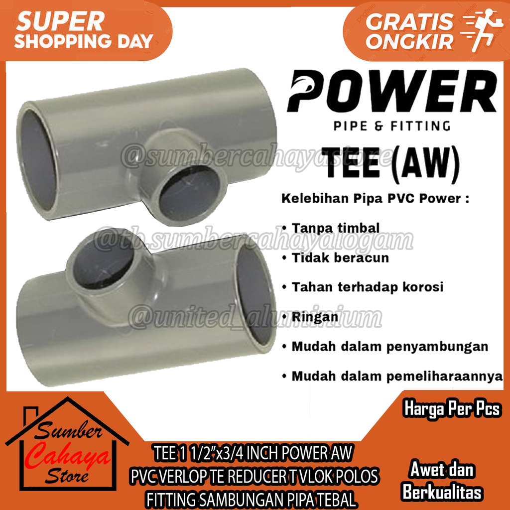TE FITTING POWER AW 11/2UNTx3/4