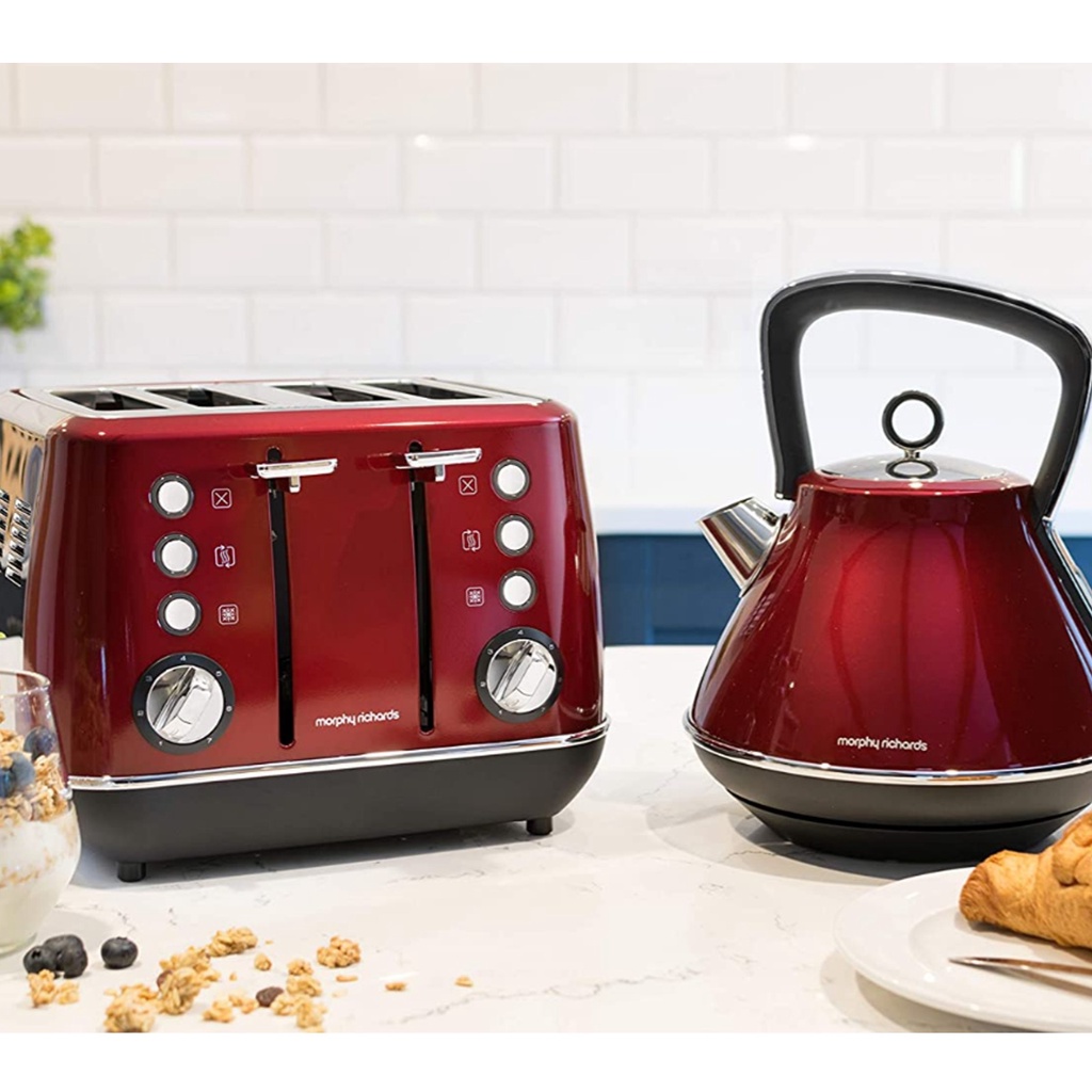 Morphy Richards stainless steel Traditional Red Kettle and Toaster Shopee Singapore