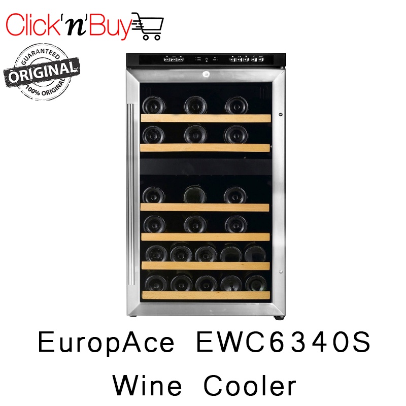 EuropAce EWC 6340S Wine Cooler. 34 Bottle Capacity. Dual Zone Design