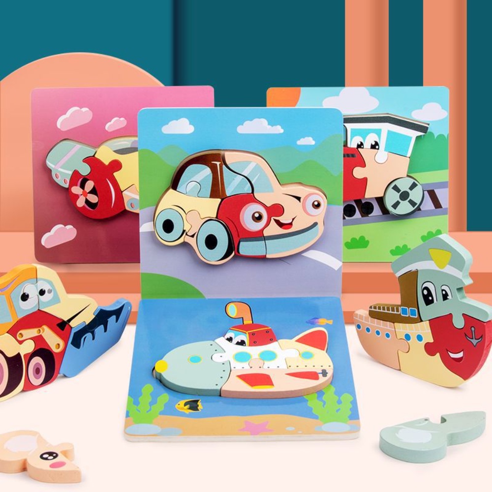 Montessori/wooden DIY Cartoon Animal Puzzle Toys for Children/early