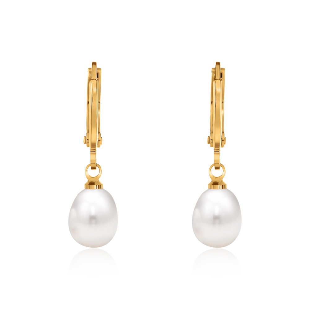 SK Jewellery Luxe Golden Hoop Pearl Earrings