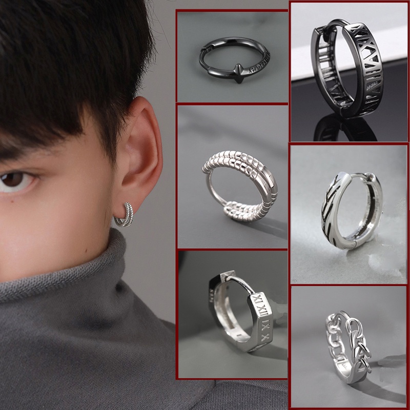 Men's stainless steel earrings geometric circular earrings hiphop punk earrings jewelry