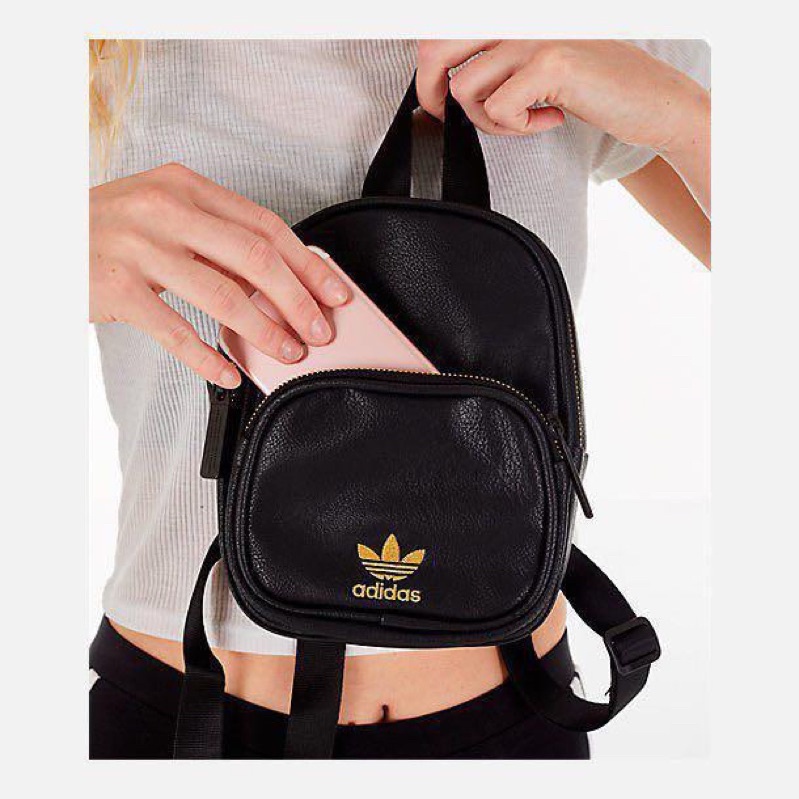 Adidas originals leather look mini backpack in black best sale