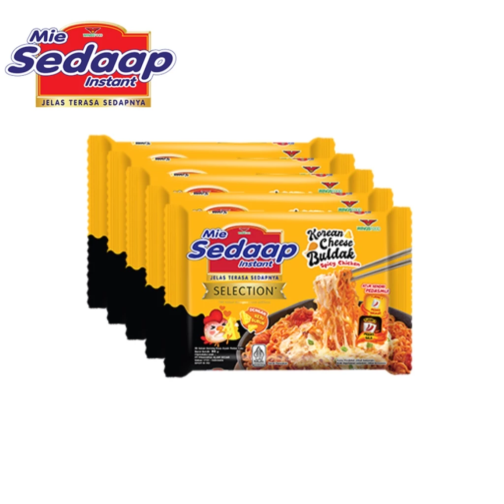 Sedaap Mie Instan Goreng Korean Cheese Buldak Bag 86 gr x5 - Gambar 3
