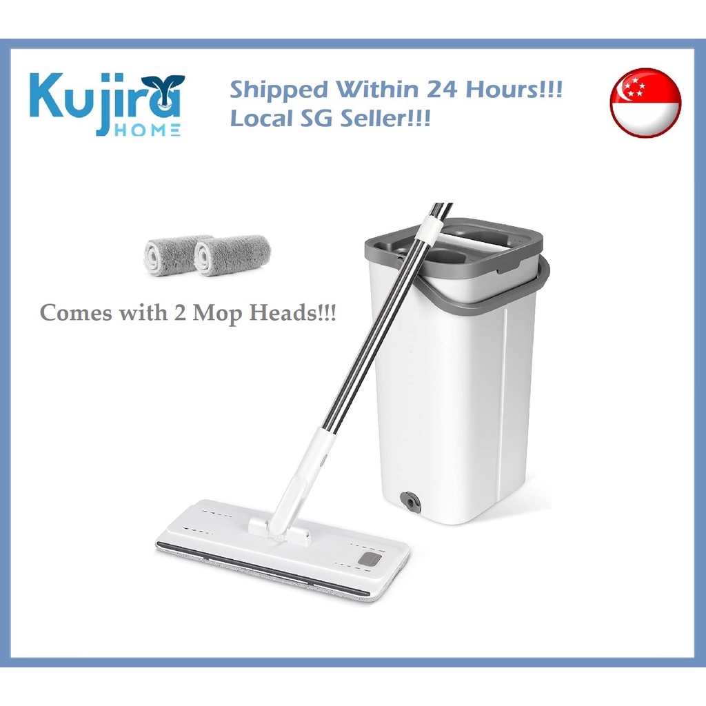 Kujira Homes Mop and Buckets Set Microfibre Flat Mop for Wet & Dry
