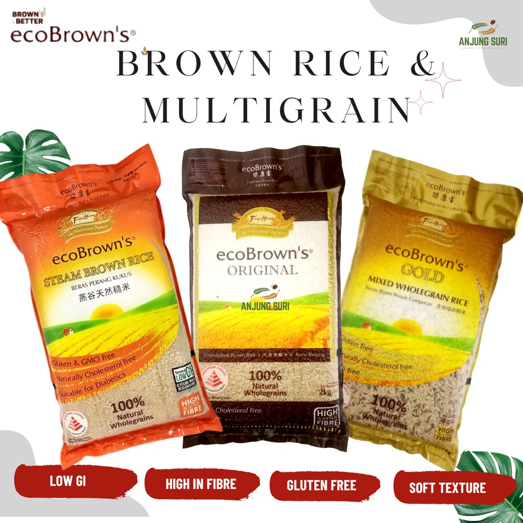 Eco Brown Rice Steam Multigrain Vacuum Pack Gluten Free Zero GMO Beras ...