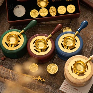 Wax Seal Melting Sealing Warmer Spoon Furnace Stamp Wood Stove Pot Tool Set  Melter Sticks Tealight Candle Melt Kit Kits 