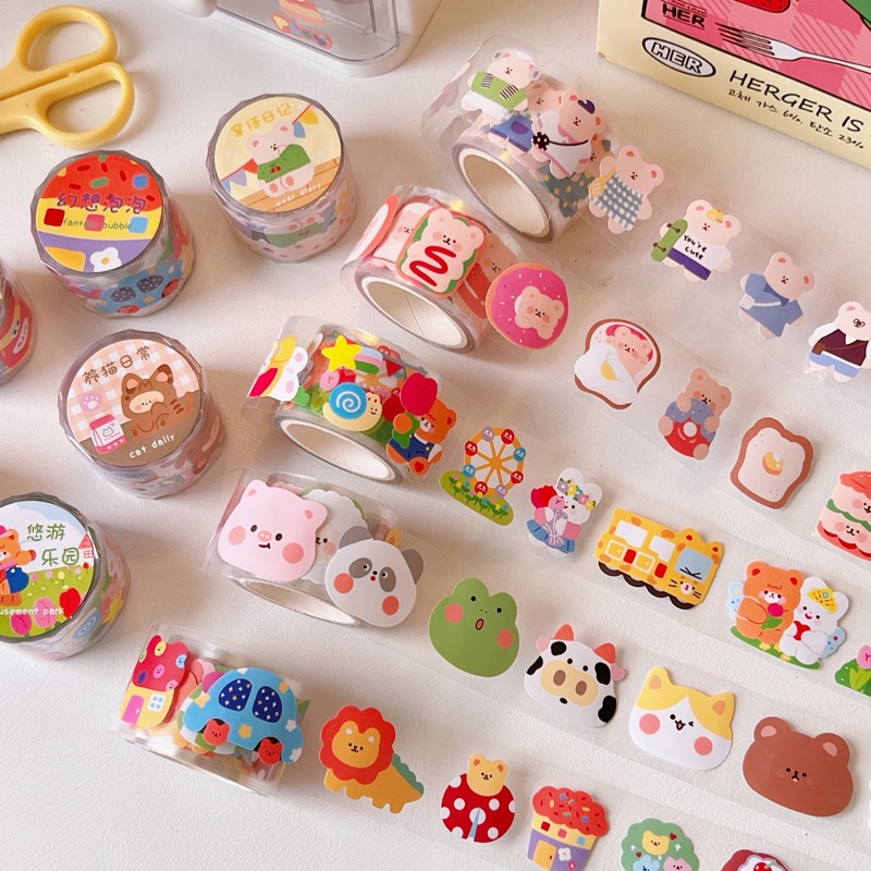 Clear Bear tape stickers cartoon ledger index stickers student stickers ...